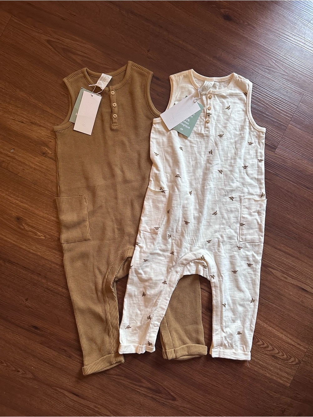 2-Pack Baby Sleeveless Rompers 100% Organic Cotton